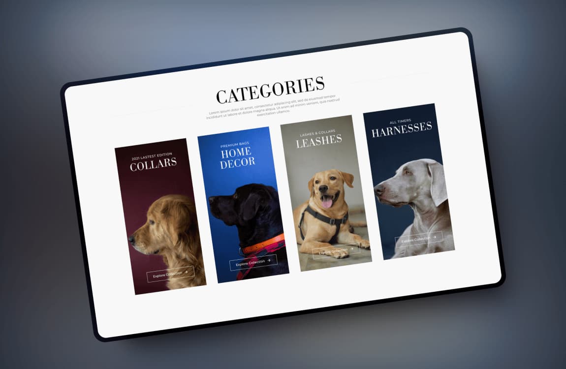 Pet store category section